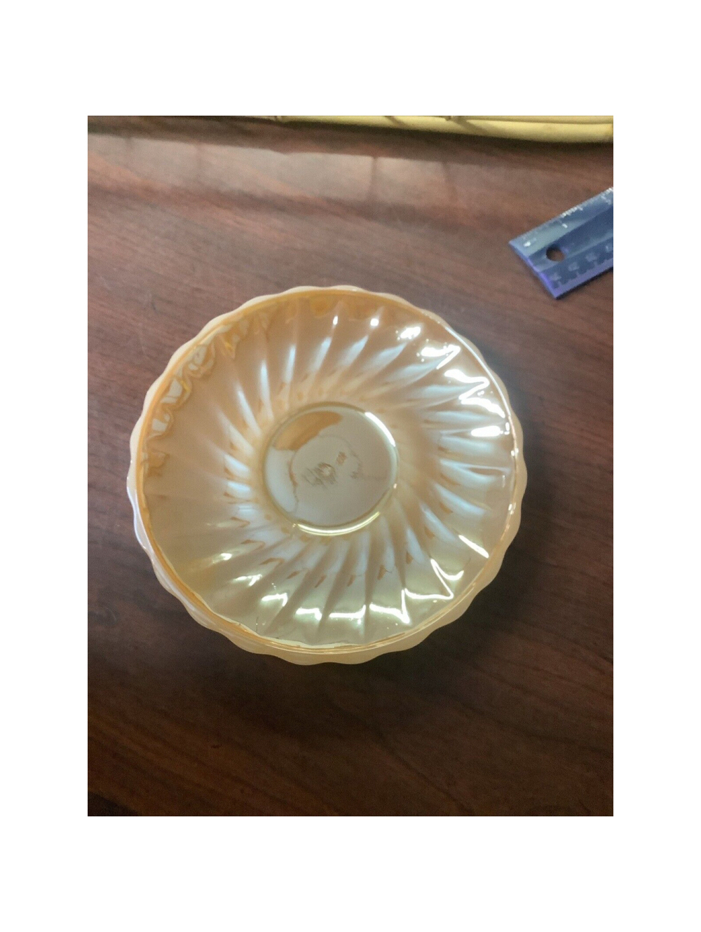 Vintage Anchor Hocking Fire King Peach Luster Swirl Saucer